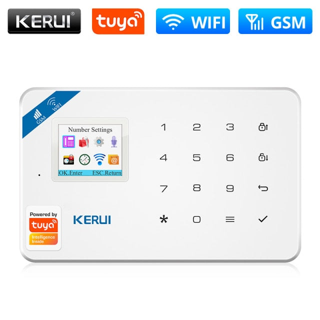 KERUI Tuya Smart WIFI GSM Security Alarm System Works With Alexa Home Burglar Motion Detector Smoke Door Window Sensor IP Camera Only WIFI GSM Panel - Tophatter Daily Deals