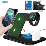 15W Qi Fast Wireless Charger Stand For iPhone 11 12 X 8 Apple Watch 4 in 1 Foldable Charging Dock Station for Airpods Pro iWatch - Tophatter Daily Deals
