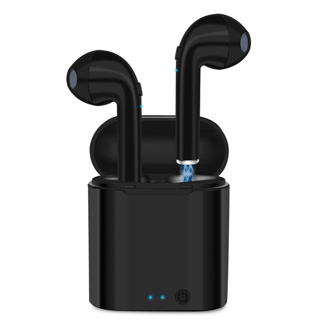I7s TWS Bluetooth Earphone wireless Earbuds For All Smart Phone Sport Headphones Stereo Headphones Charging compartment headset black - Tophatter Daily Deals