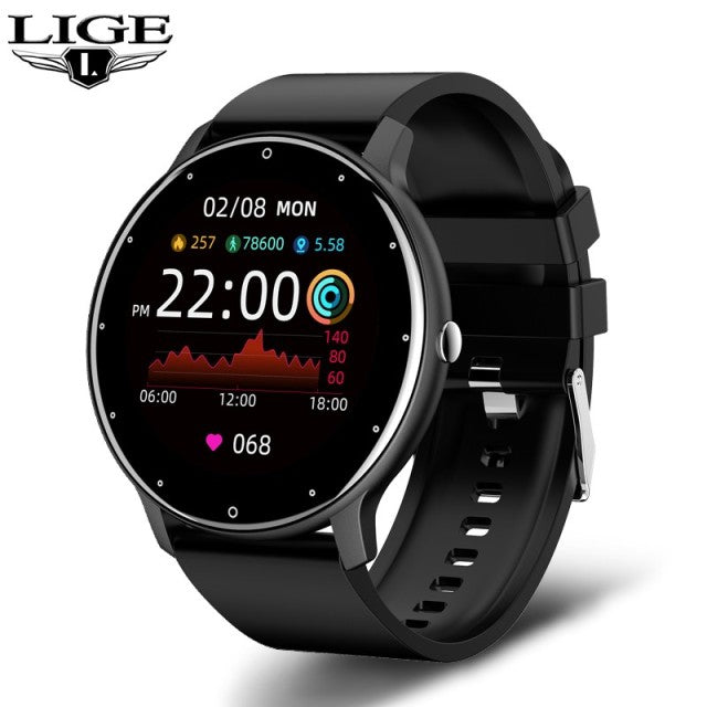LIGE 2022 Fashion Smart Watch Men Fitness Bracelet Heart Rate Blood Pressure Monitoring Sports Tracker Smartwatch Gift for Women Black - Tophatter Daily Deals
