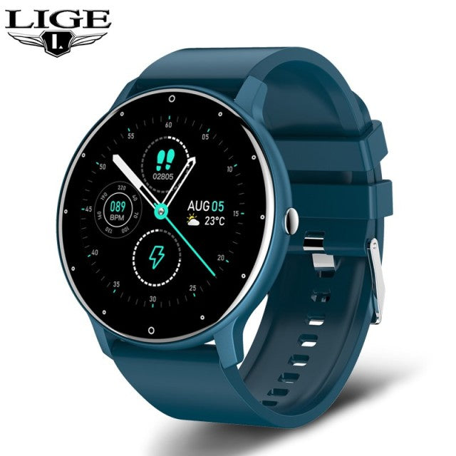 LIGE 2022 Fashion Smart Watch Men Fitness Bracelet Heart Rate Blood Pressure Monitoring Sports Tracker Smartwatch Gift for Women Blue - Tophatter Daily Deals