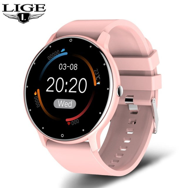 LIGE 2022 Fashion Smart Watch Men Fitness Bracelet Heart Rate Blood Pressure Monitoring Sports Tracker Smartwatch Gift for Women Pink - Tophatter Daily Deals