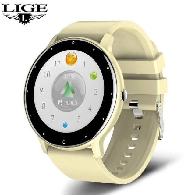 LIGE 2022 Fashion Smart Watch Men Fitness Bracelet Heart Rate Blood Pressure Monitoring Sports Tracker Smartwatch Gift for Women Yellow - Tophatter Daily Deals