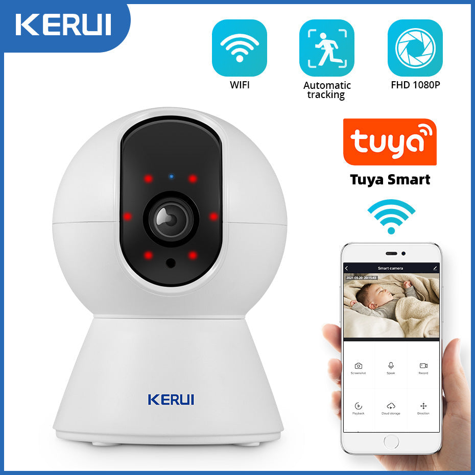 KERUI 1080P 3MP Tuya Smart Mini WiFi IP Camera Indoor Wireless Security Home CCTV Surveillance Camera 2MP With Auto Tracking - Tophatter Daily Deals