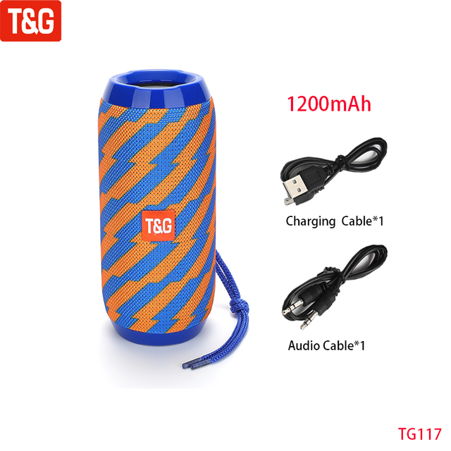 T&amp;G TG117 Portable Bluetooth Speaker Wireless Bass Column Waterproof Outdoor Music Vibro Speakers TF Card Subwoofer Loudspeaker Orange Speaker - Tophatter Daily Deals