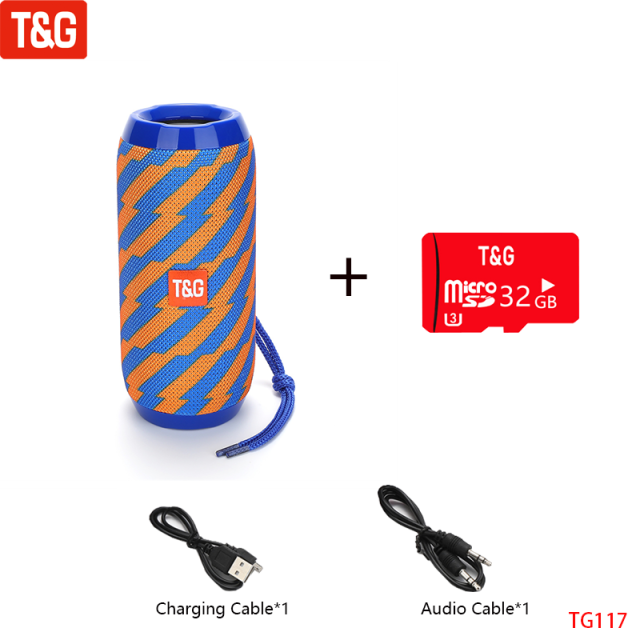 T&amp;G TG117 Portable Bluetooth Speaker Wireless Bass Column Waterproof Outdoor Music Vibro Speakers TF Card Subwoofer Loudspeaker Orange TF Card Speaker - Tophatter Daily Deals