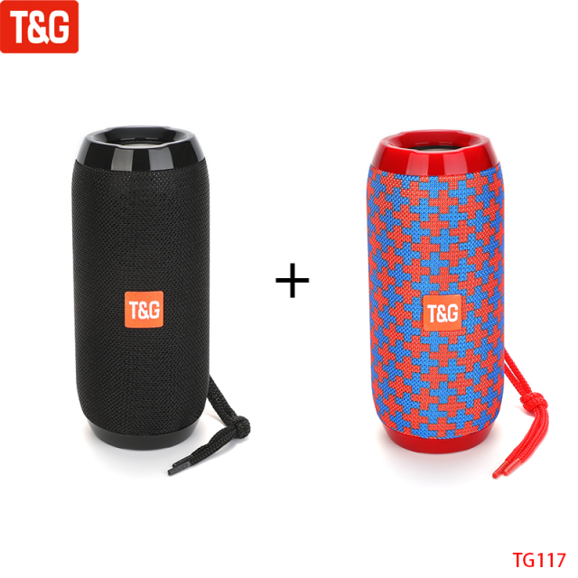 T&amp;G TG117 Portable Bluetooth Speaker Wireless Bass Column Waterproof Outdoor Music Vibro Speakers TF Card Subwoofer Loudspeaker Black Red Blue Speaker - Tophatter Daily Deals