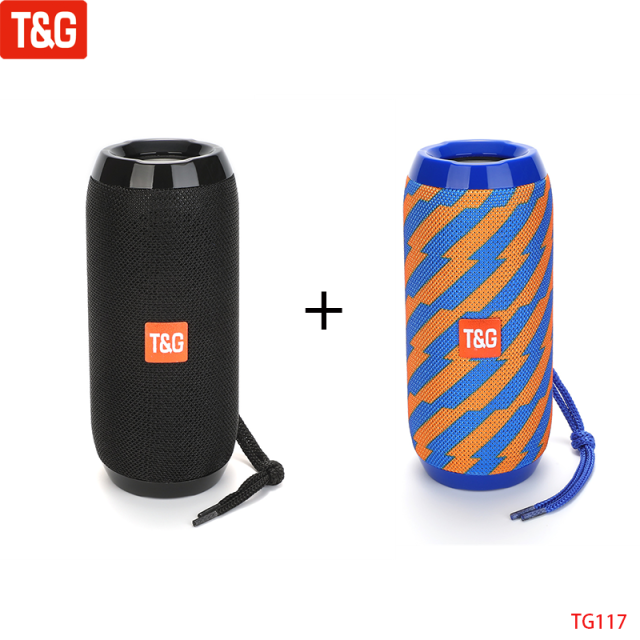 T&amp;G TG117 Portable Bluetooth Speaker Wireless Bass Column Waterproof Outdoor Music Vibro Speakers TF Card Subwoofer Loudspeaker Black Yellow Speaker - Tophatter Daily Deals