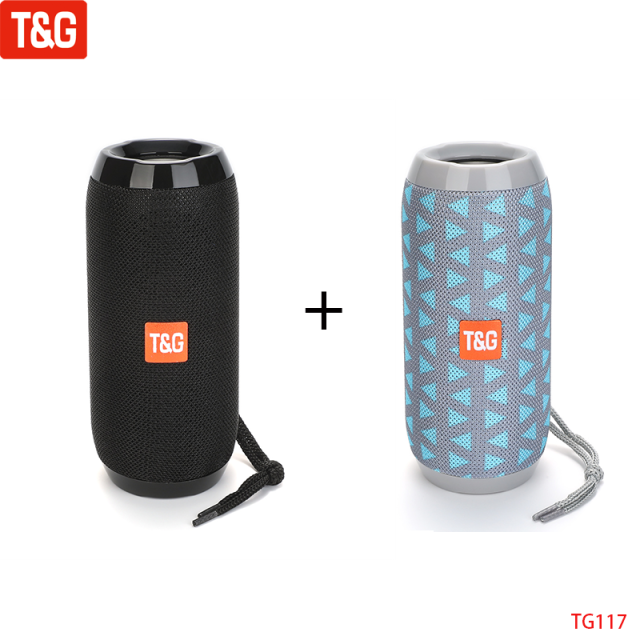 T&amp;G TG117 Portable Bluetooth Speaker Wireless Bass Column Waterproof Outdoor Music Vibro Speakers TF Card Subwoofer Loudspeaker Black Gray Speaker - Tophatter Daily Deals
