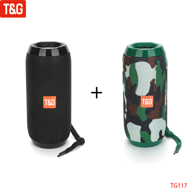 T&amp;G TG117 Portable Bluetooth Speaker Wireless Bass Column Waterproof Outdoor Music Vibro Speakers TF Card Subwoofer Loudspeaker Black Camouflage Speaker - Tophatter Daily Deals