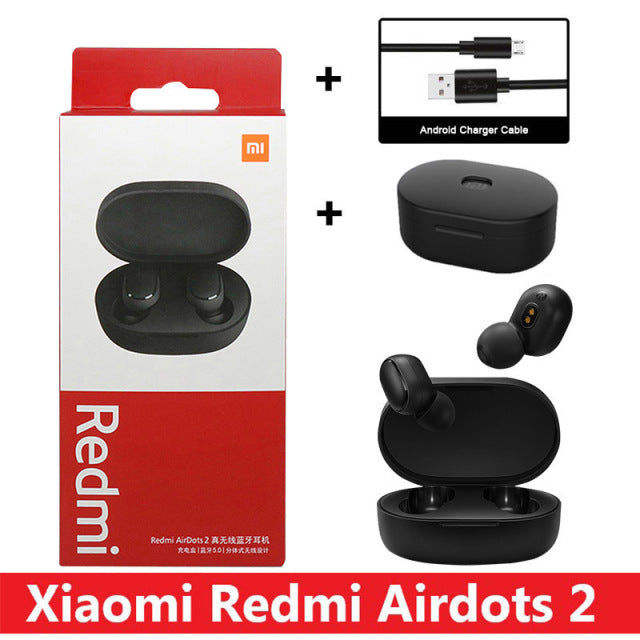 New Original Xiaomi Redmi AirDots 2 Wireless Earphone Bluetooth 5.0 Headset Mi Ture Wireless Headphones Earbuds In-Ear Earphones with Cable and Case - Tophatter Daily Deals