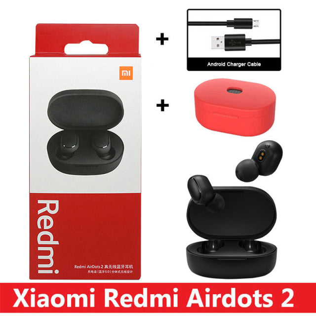 New Original Xiaomi Redmi AirDots 2 Wireless Earphone Bluetooth 5.0 Headset Mi Ture Wireless Headphones Earbuds In-Ear Earphones with Cable and Case 2 - Tophatter Daily Deals