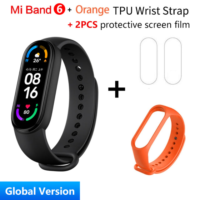 Global Version Xiaomi Mi Band 6 Smart Bracelet 1.56"AMOLED Screen miBand 6 Heart Rate Fitness Traker Bluetooth 5 ATM Waterproof Global add Orange - Tophatter Daily Deals
