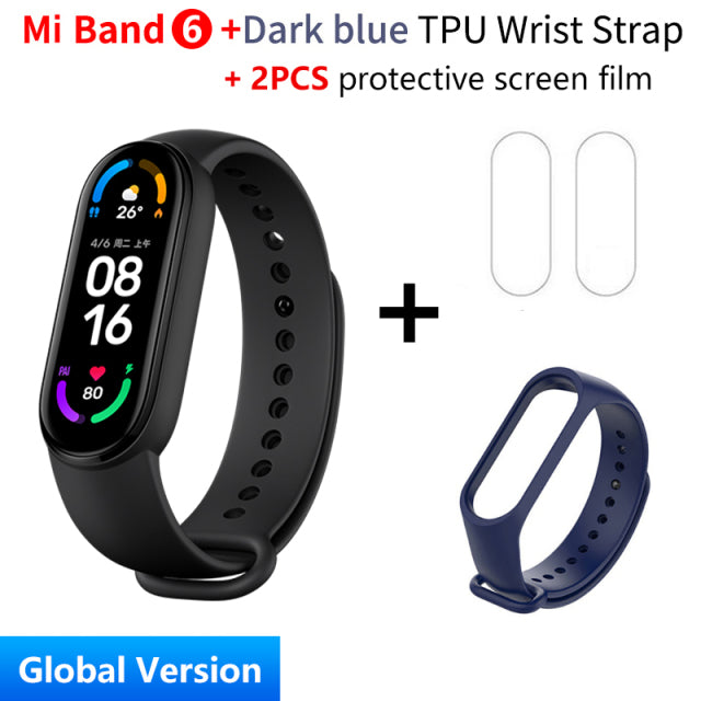 Global Version Xiaomi Mi Band 6 Smart Bracelet 1.56"AMOLED Screen miBand 6 Heart Rate Fitness Traker Bluetooth 5 ATM Waterproof Global add Blue - Tophatter Daily Deals