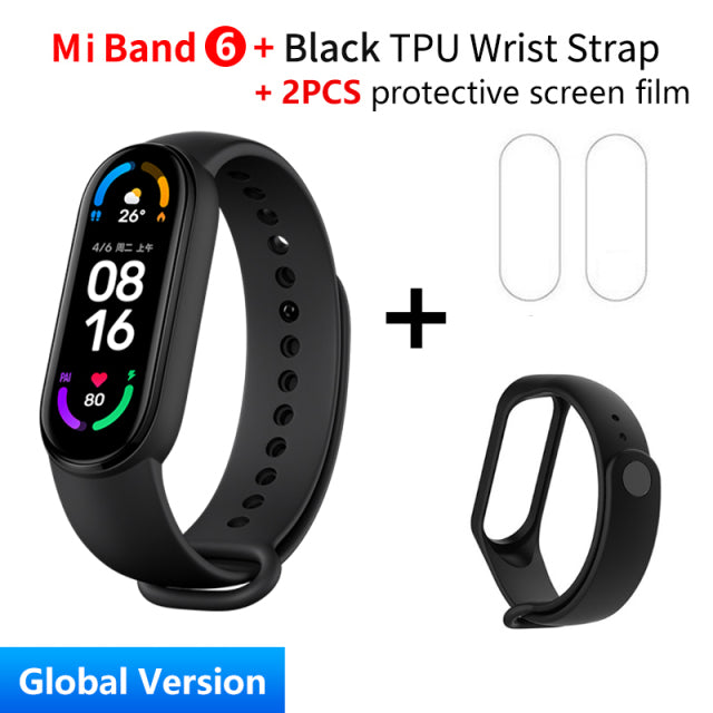 Global Version Xiaomi Mi Band 6 Smart Bracelet 1.56"AMOLED Screen miBand 6 Heart Rate Fitness Traker Bluetooth 5 ATM Waterproof Global add Black France - Tophatter Daily Deals