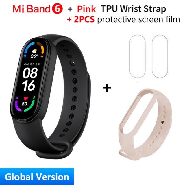 Global Version Xiaomi Mi Band 6 Smart Bracelet 1.56"AMOLED Screen miBand 6 Heart Rate Fitness Traker Bluetooth 5 ATM Waterproof Global add Pink - Tophatter Daily Deals