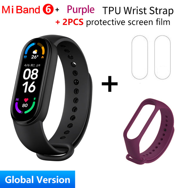 Global Version Xiaomi Mi Band 6 Smart Bracelet 1.56"AMOLED Screen miBand 6 Heart Rate Fitness Traker Bluetooth 5 ATM Waterproof Global add Purple - Tophatter Daily Deals