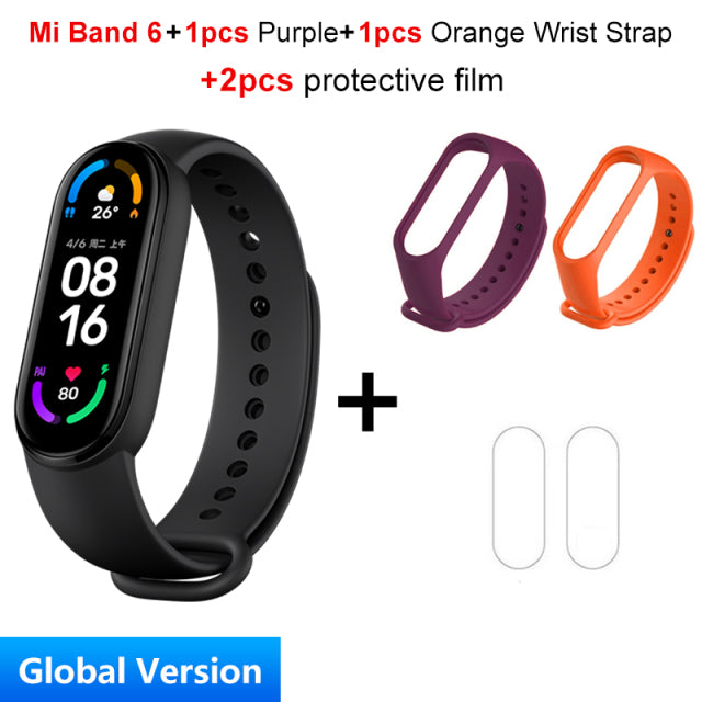 Global Version Xiaomi Mi Band 6 Smart Bracelet 1.56"AMOLED Screen miBand 6 Heart Rate Fitness Traker Bluetooth 5 ATM Waterproof add 2pcs Strap 5 - Tophatter Daily Deals