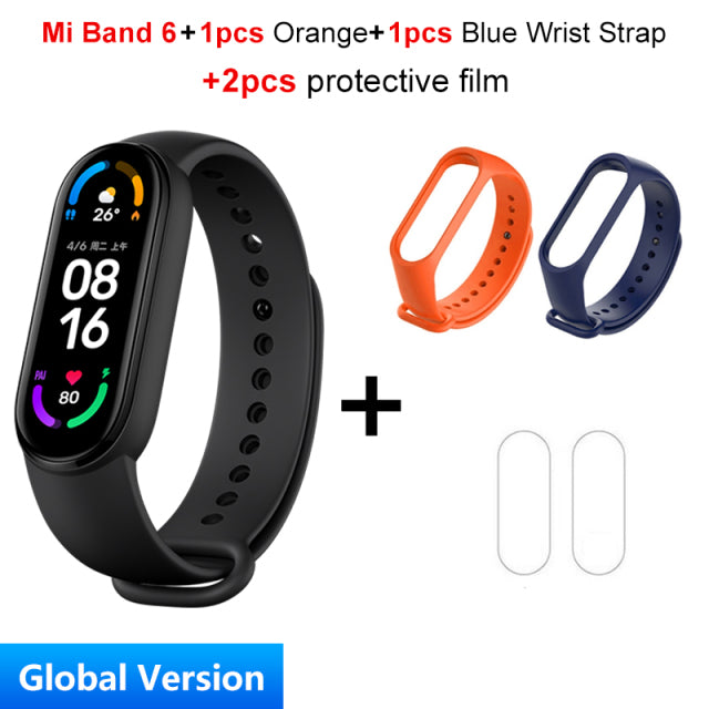 Global Version Xiaomi Mi Band 6 Smart Bracelet 1.56"AMOLED Screen miBand 6 Heart Rate Fitness Traker Bluetooth 5 ATM Waterproof add 2pcs Strap 6 - Tophatter Daily Deals