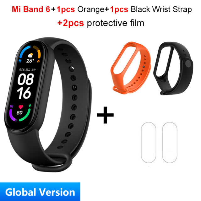 Global Version Xiaomi Mi Band 6 Smart Bracelet 1.56"AMOLED Screen miBand 6 Heart Rate Fitness Traker Bluetooth 5 ATM Waterproof add 2pcs Strap 7 - Tophatter Daily Deals
