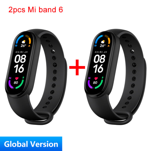 Global Version Xiaomi Mi Band 6 Smart Bracelet 1.56"AMOLED Screen miBand 6 Heart Rate Fitness Traker Bluetooth 5 ATM Waterproof 2pcs mi band 6 - Tophatter Daily Deals