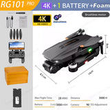 2022 NEW RG101 MAX GPS Drone 8K Professional Dual HD Camera FPV 3Km Aerial Photography Brushless Motor Foldable Quadcopter Toys RG101 PRO 4K 1B FOAM - Tophatter Daily Deals