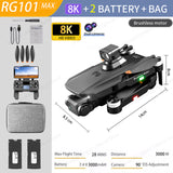2022 NEW RG101 MAX GPS Drone 8K Professional Dual HD Camera FPV 3Km Aerial Photography Brushless Motor Foldable Quadcopter Toys RG101 MAX 8K 2B Bag - Tophatter Daily Deals