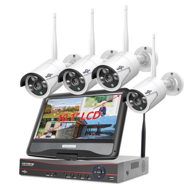 Hiseeu 8CH Wireless CCTV System 1536P 1080P NVR wifi Outdoor 3MP AI IP Camera Security System Video Surveillance LCD monitor Kit 10 inch lcd monitor - Tophatter Daily Deals