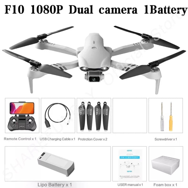 SHAREFUNBAY New F10 Drone 4k Profesional GPS Drones With Camera Hd 4k Cameras Rc Helicopter 5G WiFi Fpv Drones Quadcopter Toys F10-1B-Foambox - Tophatter Daily Deals
