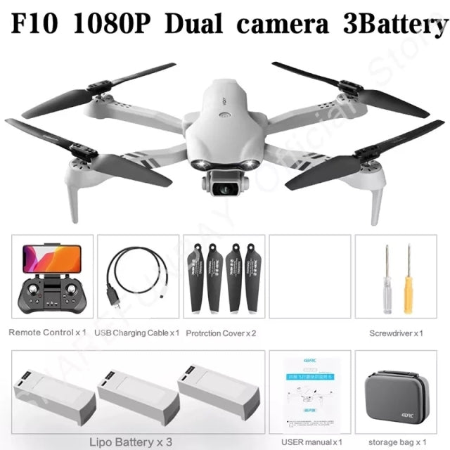SHAREFUNBAY New F10 Drone 4k Profesional GPS Drones With Camera Hd 4k Cameras Rc Helicopter 5G WiFi Fpv Drones Quadcopter Toys F10-1080P-3B - Tophatter Daily Deals