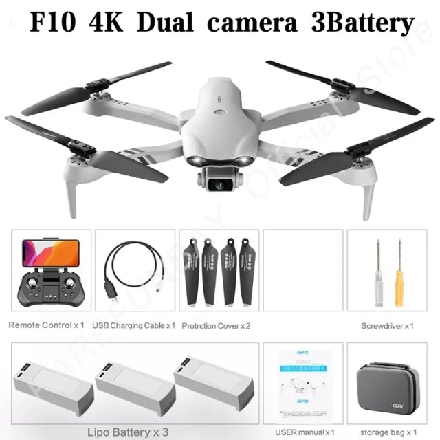 SHAREFUNBAY New F10 Drone 4k Profesional GPS Drones With Camera Hd 4k Cameras Rc Helicopter 5G WiFi Fpv Drones Quadcopter Toys F10-4K-3B - Tophatter Daily Deals