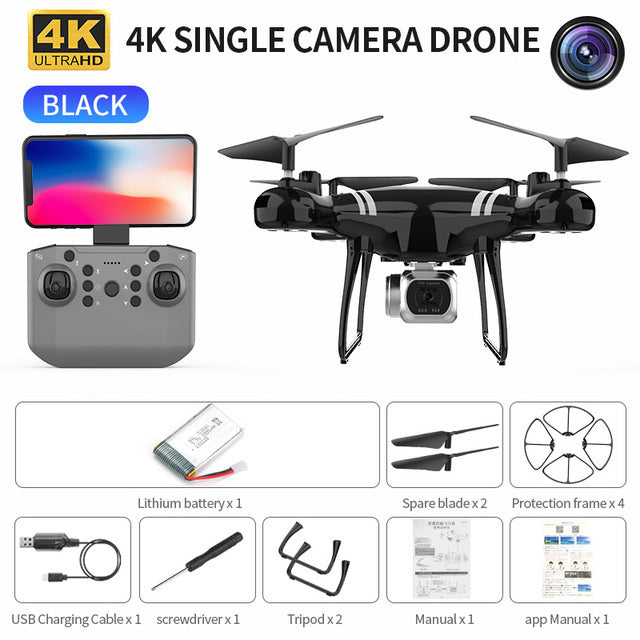 Drone KY101 MAX 4K Dron WIFI RC Quadcopter With HD Camera Altitude Hold FPV Helicopter One Key Return Professional Drones Black 4K 1B - Tophatter Daily Deals