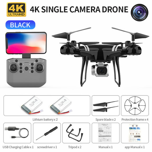 Drone KY101 MAX 4K Dron WIFI RC Quadcopter With HD Camera Altitude Hold FPV Helicopter One Key Return Professional Drones Black 4K 2B - Tophatter Daily Deals