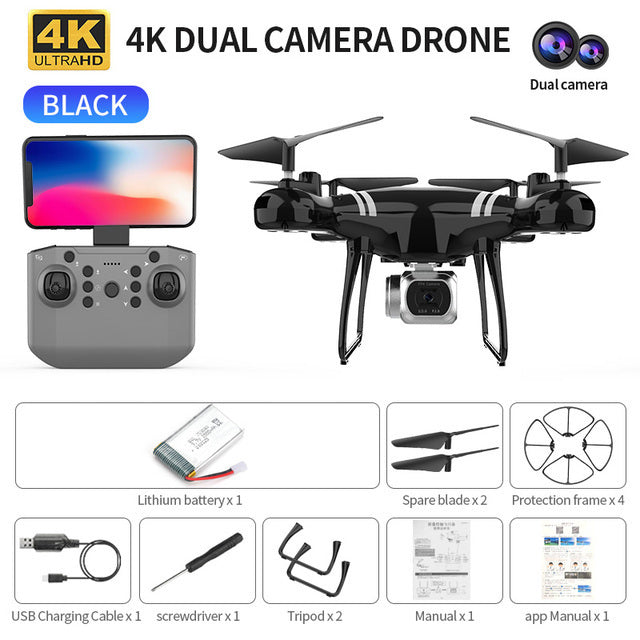Drone KY101 MAX 4K Dron WIFI RC Quadcopter With HD Camera Altitude Hold FPV Helicopter One Key Return Professional Drones Black 4K MAX 1B - Tophatter Daily Deals