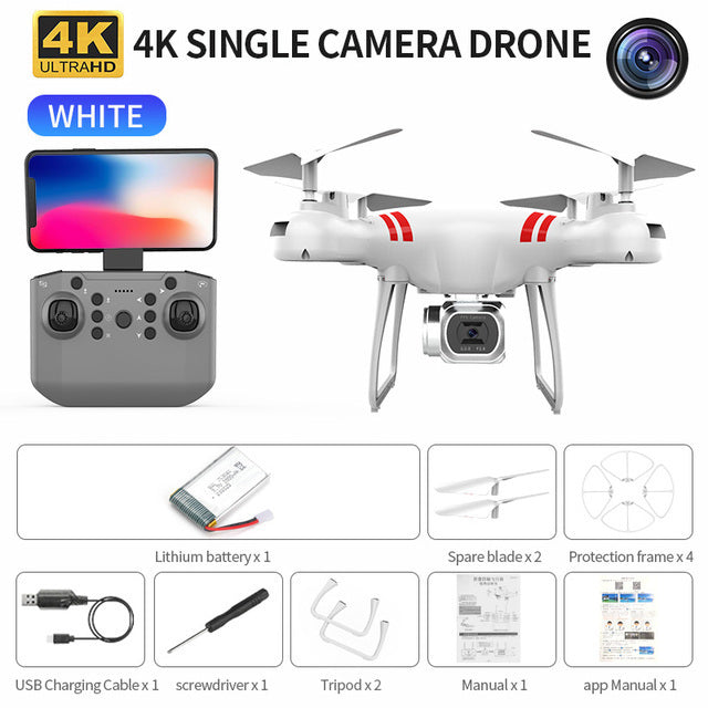 Drone KY101 MAX 4K Dron WIFI RC Quadcopter With HD Camera Altitude Hold FPV Helicopter One Key Return Professional Drones White 4K 1B - Tophatter Daily Deals