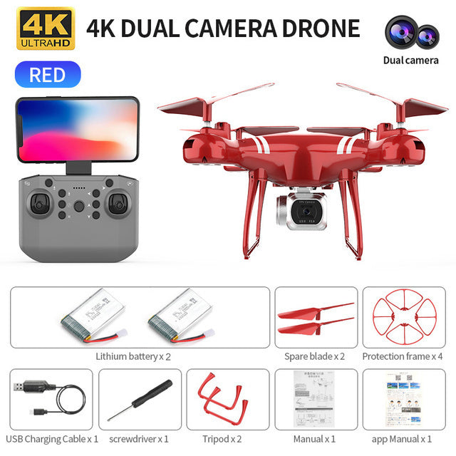 Drone KY101 MAX 4K Dron WIFI RC Quadcopter With HD Camera Altitude Hold FPV Helicopter One Key Return Professional Drones Red 4K MAX 2B - Tophatter Daily Deals