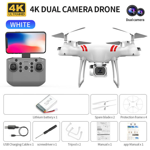 Drone KY101 MAX 4K Dron WIFI RC Quadcopter With HD Camera Altitude Hold FPV Helicopter One Key Return Professional Drones White 4K MAX 1B - Tophatter Daily Deals