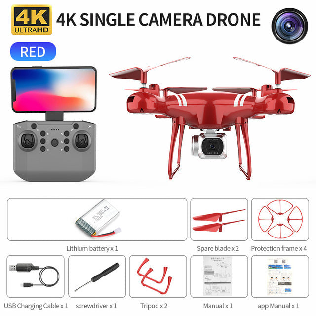 Drone KY101 MAX 4K Dron WIFI RC Quadcopter With HD Camera Altitude Hold FPV Helicopter One Key Return Professional Drones Red 4K 1B - Tophatter Daily Deals