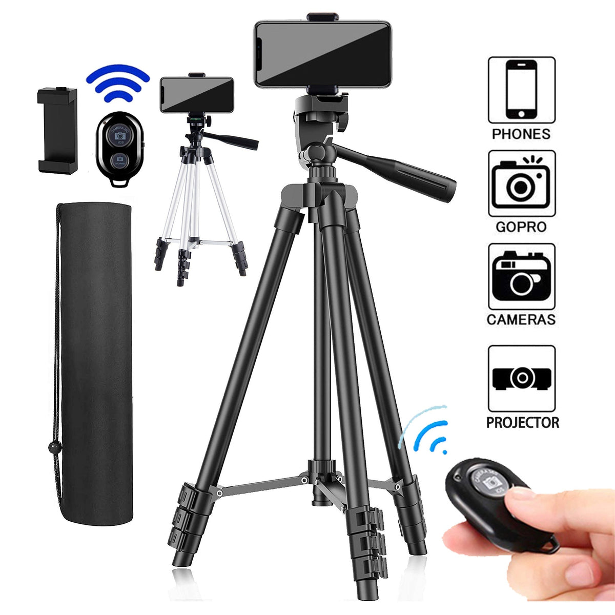 DSLR Flexible Tripod Extendable Travel Lightweight Stand Remote Control For Mobile Cell Phone Mount Camera Gopro Live Youtube - Tophatter Daily Deals