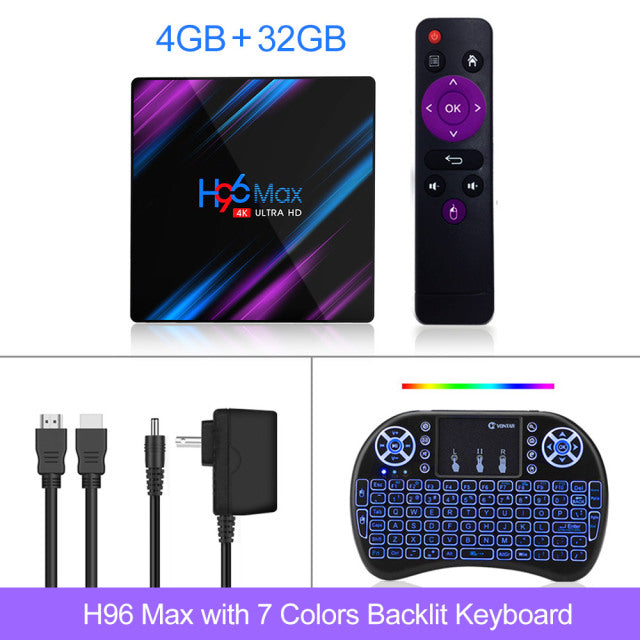 H96 MAX RK3318 Smart TV Box Android 11 4G 64GB 32G 4K Youtube Wifi BT Media player H96MAX TVBOX Android10 Set top box 2GB16GB 4GB32GB Backlit keyb - Tophatter Daily Deals