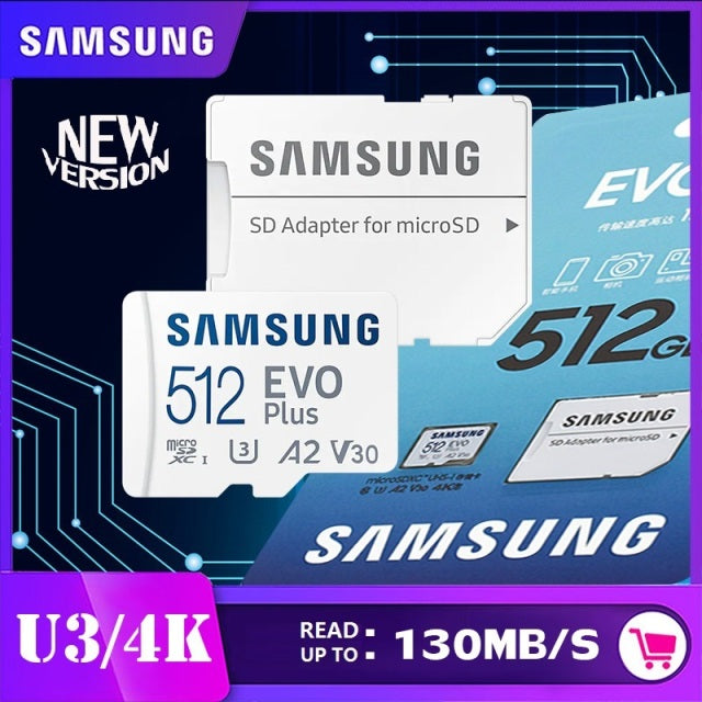 SAMSUNG Original Micro SD 32GB 64GB Memori Memory Card C10 TF MicroSD Cards SDXC 128GB 256GB 512GB U3 4K For Phone Drone Camera 512GB U3 R130MBs - Tophatter Daily Deals