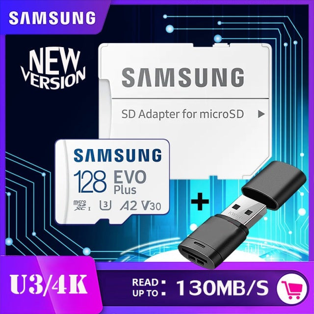 SAMSUNG Original Micro SD 32GB 64GB Memori Memory Card C10 TF MicroSD Cards SDXC 128GB 256GB 512GB U3 4K For Phone Drone Camera 128GB U3 R130MBs Set - Tophatter Daily Deals