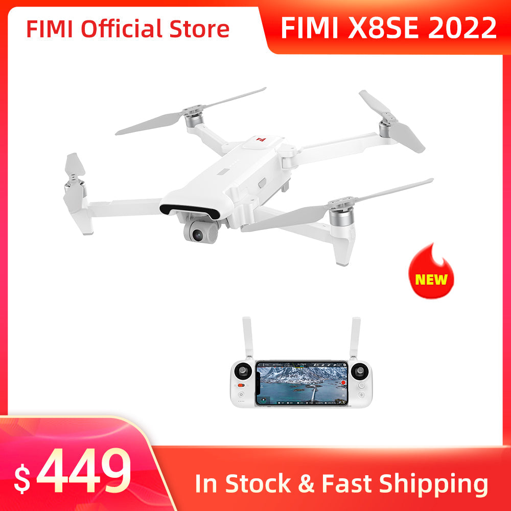 FIMI X8SE 2022 Camera Drone 4K professional Quadcopter camera RC Helicopter 10KM FPV 3-axis Gimbal 4K Camera GPS RC Drone New - Tophatter Daily Deals