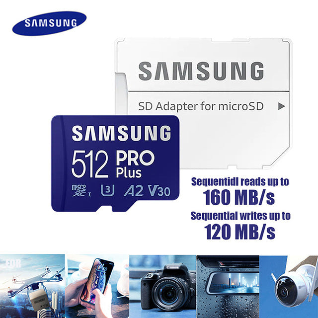 SAMSUNG Original Micro SD 32GB 64GB Memori Memory Card C10 TF MicroSD Cards SDXC 128GB 256GB 512GB U3 4K For Phone Drone Camera 512GB U3 R160MBs - Tophatter Daily Deals
