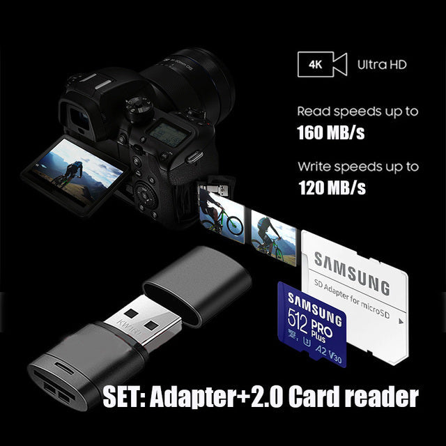 SAMSUNG Original Micro SD 32GB 64GB Memori Memory Card C10 TF MicroSD Cards SDXC 128GB 256GB 512GB U3 4K For Phone Drone Camera 512GB U3 R160MBs Set - Tophatter Daily Deals
