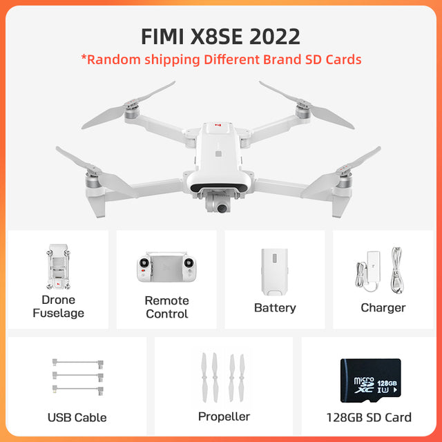 FIMI X8SE 2022 Camera Drone 4K professional Quadcopter camera RC Helicopter 10KM FPV 3-axis Gimbal 4K Camera GPS RC Drone New 2022 white 128gb - Tophatter Daily Deals