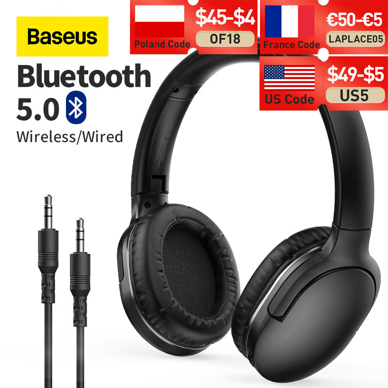 Baseus D02 Pro Wireless Headphones Bluetooth Earphone 5.0 Foldable Headset Sport Headphone Gaming Phone Fone Bluetooth Earbuds - Tophatter Daily Deals