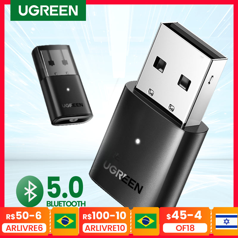 UGREEN USB Bluetooth 5.0 Dongle Adapter 4.0 for PC Speaker Wireless Mouse Music Audio Receiver Transmitter aptx Bluetooth 5.0 - Tophatter Daily Deals