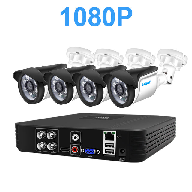 4CH CCTV System 5MP 1080P 720P AHD Camera Kit 5 in 1 Video Recorder Surveillance System Outdoor Security Camera Kit Email Alarm None 1080P AHD Camera Kit - Tophatter Daily Deals