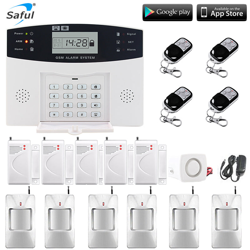 LCD Display Wireless GSM Alarm System Russian and English Spanish French voice SMS and Smoke Sensor Home Security Alarm System - Tophatter Daily Deals